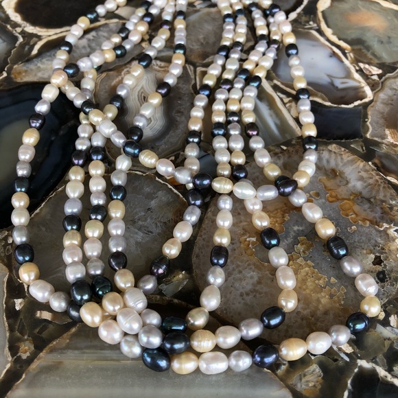 Multi Color Strand Freshwater Pearl Necklace 100" - Picture 10 of 11